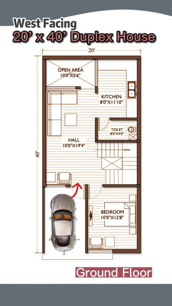 20 by 40 2 bhk house plan 800 sqft with car parking ground floor