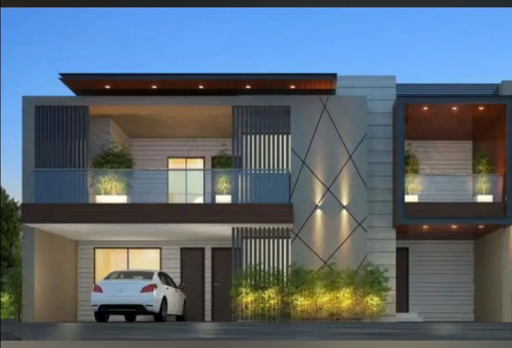  Front House Elevation Design with Car Parking