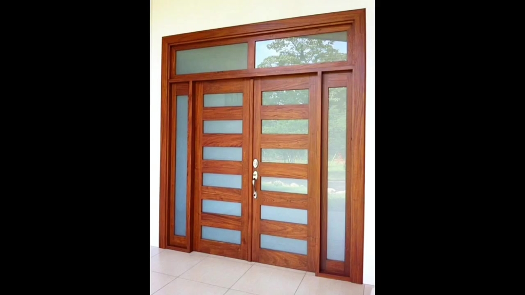 Wooden Door Design With Glass Finish: