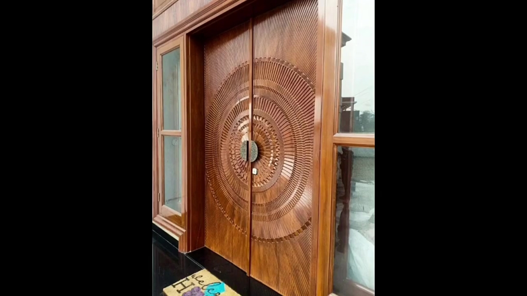 Wooden Door Unique Design with Detailed Embroidery: